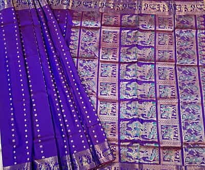 Purple 2000 buta swarnachari saree on pure Mulberry silk