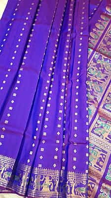 Purple 2000 buta swarnachari saree on pure Mulberry silk Purple 2000 buta swarnachari saree on pure Mulberry silk