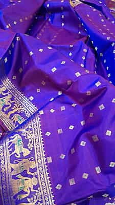 Purple 2000 buta swarnachari saree on pure Mulberry silk Purple 2000 buta swarnachari saree on pure Mulberry silk