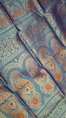 Powder blue 2000 buta swarnachari saree Powder blue 2000 buta swarnachari saree