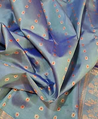 Powder blue 2000 buta swarnachari saree Powder blue 2000 buta swarnachari saree