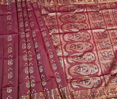 Dusty Rose pure Mulberry silk Swarnachari saree