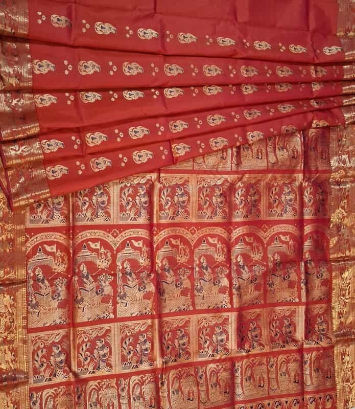 Rust pink dual tone fogure motif Swarnachari saree Rust pink dual tone fogure motif Swarnachari saree