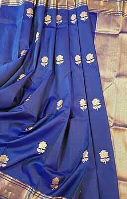 Blue Black dual tone Swarnachari saree on pure Mulberry silk Blue Black dual tone Swarnachari saree on pure Mulberry silk