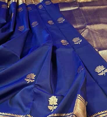Blue Black dual tone Swarnachari saree on pure Mulberry silk Blue Black dual tone Swarnachari saree on pure Mulberry silk