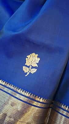 Blue Black dual tone Swarnachari saree on pure Mulberry silk Blue Black dual tone Swarnachari saree on pure Mulberry silk