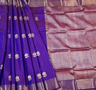 Rani pink and Royal blue dual tone rose swarnachari saree
