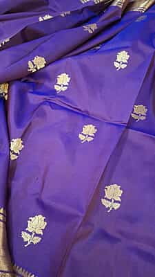 Dual tone of Rust and blue Rose Swarnachari saree on pure Mulberry silk Dual tone of Rust and blue Rose Swarnachari saree on pure Mulberry silk