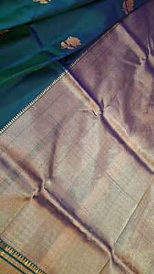 Blue green dual tone swarnachari saree on pure Mulberry silk Blue green dual tone swarnachari saree on pure Mulberry silk