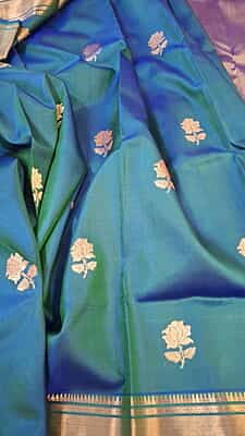 Blue green dual tone swarnachari saree on pure Mulberry silk Blue green dual tone swarnachari saree on pure Mulberry silk