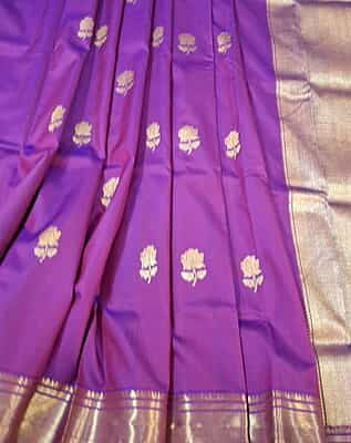 Rani pink and Royal blue dual tone swarnachari saree on pure Mulberry silk