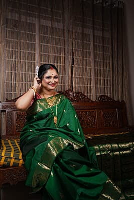 Heeran Green pure katan silk Swarnachari Heeran Green pure katan silk Swarnachari