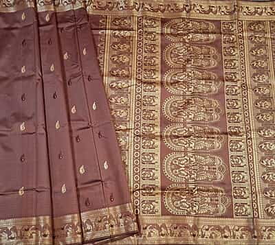 Light milky chocolate  (seinna) color ,meena work pure Mulberry silk Baluchari saree