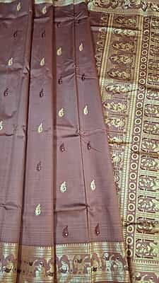 Light milky chocolate (seinna) color ,meena work pure Mulberry silk Baluchari saree Light milky chocolate (seinna) color ,meena work pure Mulberry silk Baluchari saree