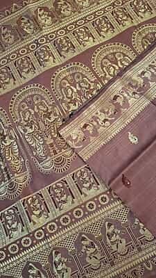 Light milky chocolate (seinna) color ,meena work pure Mulberry silk Baluchari saree Light milky chocolate (seinna) color ,meena work pure Mulberry silk Baluchari saree