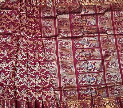 All over work wine color swarnachari saree