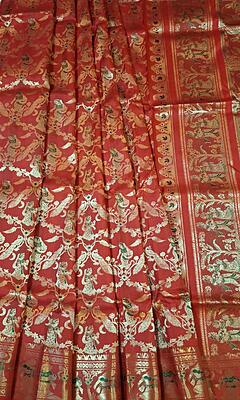 Red all over work pure mulberry silk Swarnachari saree Red all over work pure mulberry silk Swarnachari saree