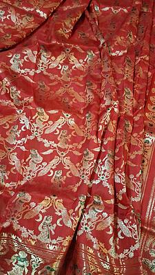 Red all over work pure mulberry silk Swarnachari saree Red all over work pure mulberry silk Swarnachari saree