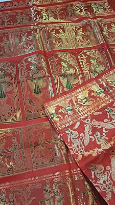 Red all over work pure mulberry silk Swarnachari saree Red all over work pure mulberry silk Swarnachari saree