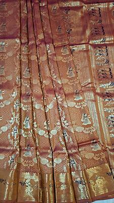 Rust Rani pink dual tone pure Mulberry silk Swarnachari saree Rust Rani pink dual tone pure Mulberry silk Swarnachari saree