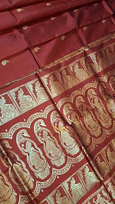 Burnt red without meena work Swarnachari saree Burnt red without meena work Swarnachari saree