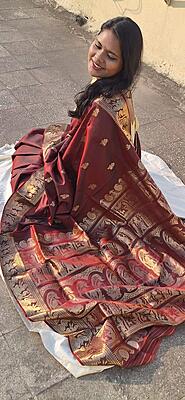 Chocolate color Swarnachari saree on pure Mulberry silk Chocolate color Swarnachari saree on pure Mulberry silk