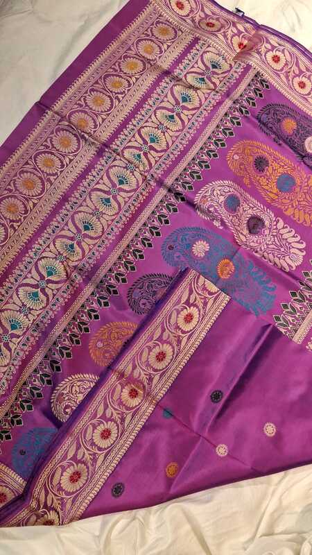 Color Blue Rani Pink Dual Tone Pure Mulberry Silk Revival Baluchari Color Blue Rani Pink Dual Tone Pure Mulberry Silk Revival Baluchari