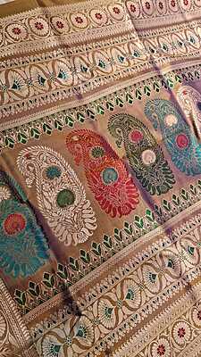Color Blue Mustard Dual Tone Revival Baluchari Color Blue Mustard Dual Tone Revival Baluchari