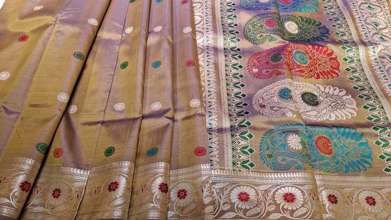 Color Blue Mustard Dual Tone Revival Baluchari Color Blue Mustard Dual Tone Revival Baluchari