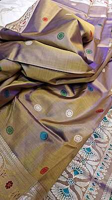 Color Blue Mustard Dual Tone Revival Baluchari Color Blue Mustard Dual Tone Revival Baluchari
