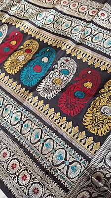 Color Jet Black Revival Baluchari Saree Color Jet Black Revival Baluchari Saree