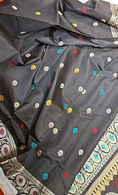 Color Jet Black Revival Baluchari Saree Color Jet Black Revival Baluchari Saree