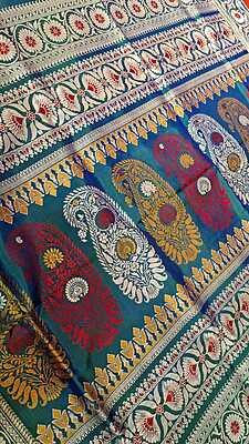 Color Blue Green Dual Tone Revival Baluchari Saree Color Blue Green Dual Tone Revival Baluchari Saree