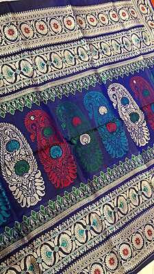 Color Carbon blue Revival Baluchari Saree Color Carbon blue Revival Baluchari Saree