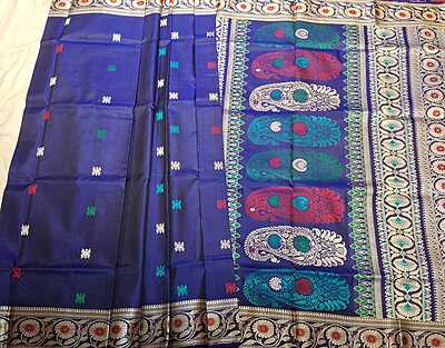 Color Carbon blue Revival Baluchari Saree