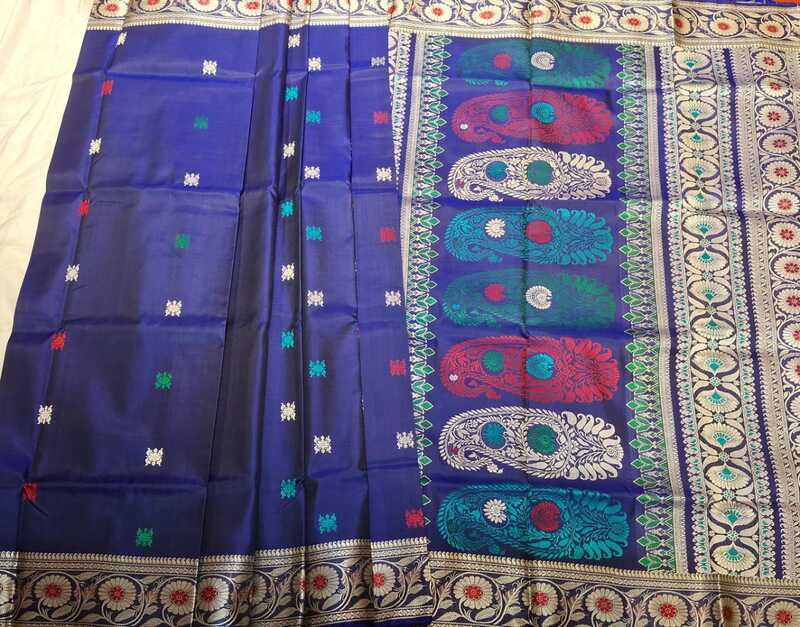 Color Carbon blue Revival Baluchari Saree Color Carbon blue Revival Baluchari Saree