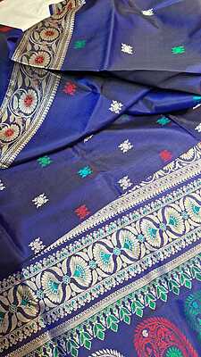 Color Carbon blue Revival Baluchari Saree Color Carbon blue Revival Baluchari Saree