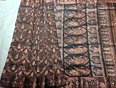 Color Jet black with copper colour zari all over work Swarnachari Saree