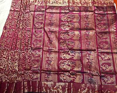 Color Magenta with golden colour zari all over work Swarnachari