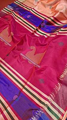 Color peach color with orange undertone kalakshetra saree