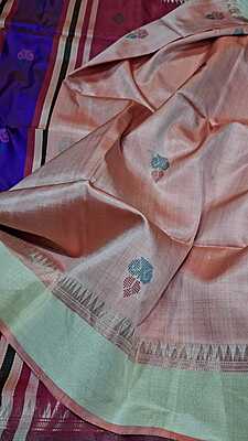 Color peach color with orange undertone kalakshetra saree