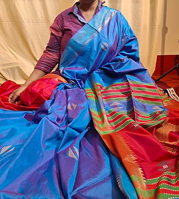 Color blue with pink undertone kalashetra/kalakshetra saree