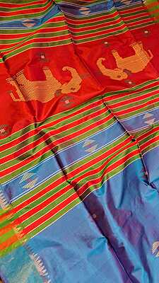 Color blue with pink undertone kalashetra/kalakshetra saree Color blue with pink undertone kalashetra/kalakshetra saree