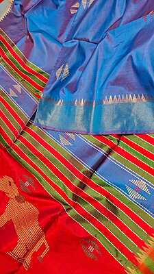 Color blue with pink undertone kalashetra/kalakshetra saree Color blue with pink undertone kalashetra/kalakshetra saree