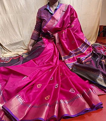 Color rani pink kalakshetra/kalashetra saree