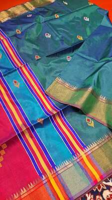 Color blue green dual tone kalashetra/kalakshetra saree Color blue green dual tone kalashetra/kalakshetra saree