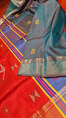 Color red orange dual tone kalashetra/kalakshetra saree Color red orange dual tone kalashetra/kalakshetra saree