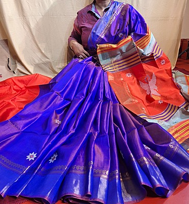 Color orange purple dual tone kalashetra/kalakshetra saree