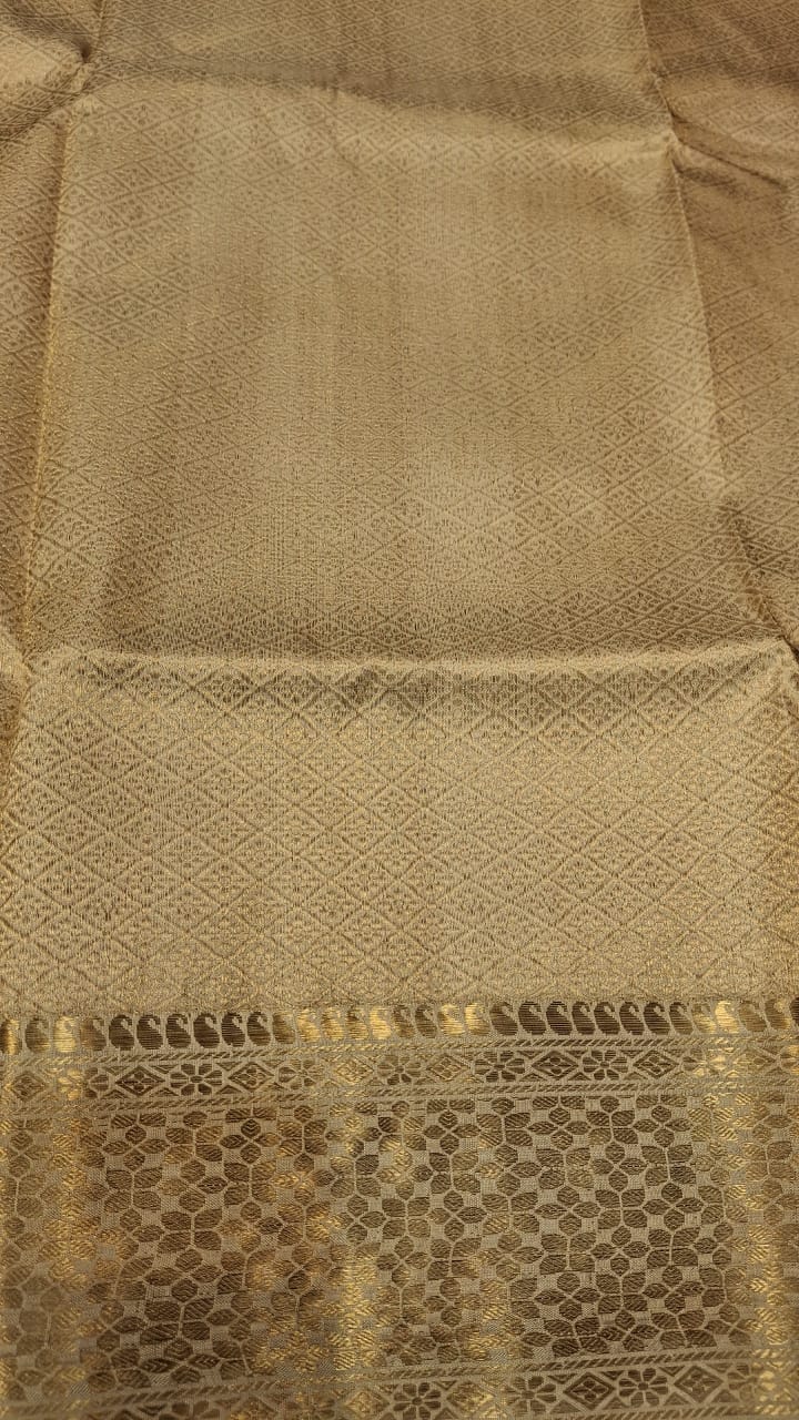Rose Swarnachari white color saree with golden zari in pure tassar Rose Swarnachari white color saree with golden zari in pure tassar
