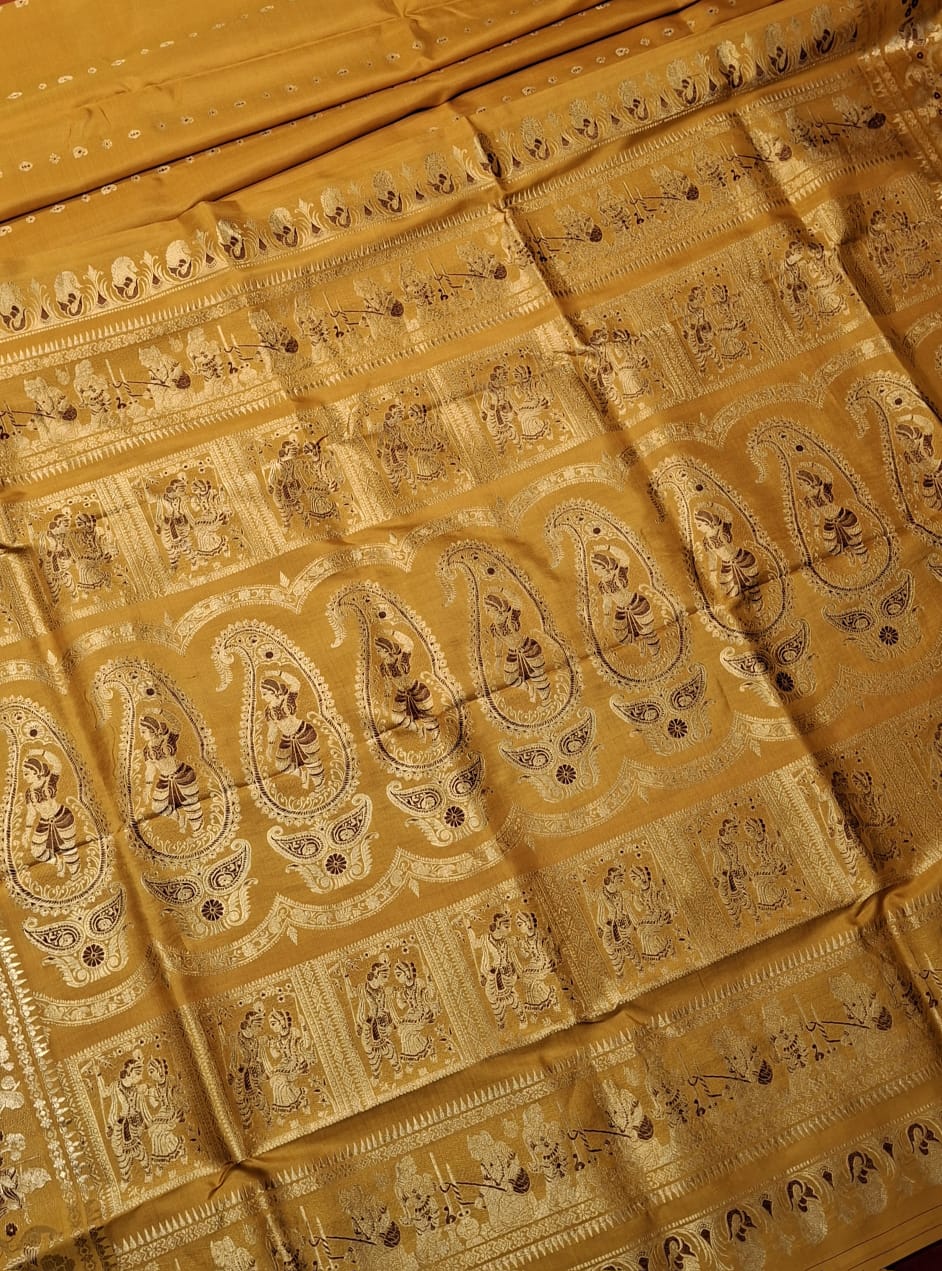 Figure motif 2000 buta Swarnachari colour golden yellow Figure motif 2000 buta Swarnachari colour golden yellow
